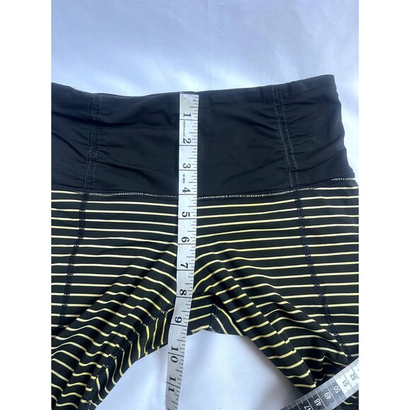 Lululemon Yellow Black Striped Crop Leggings Bee Size 4 + Crop Top Size M Yoga - Picture 8 of 12